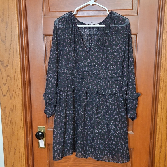 Zara Black Floral Tiered Dress Medium - Picture 3 of 8